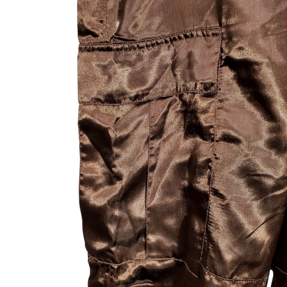 LSL Gold Shimmer Silk Blend Cargo Pants sz 4 Chocolate - Brown - Picture 3 of 7